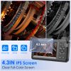 1080P Endoscope Camera with 8 LED Light 8mm Borescope Inspection Camera 4.3” Colorful Screen IP67 Waterproof 16.4FT Semi-Rigid Cord Handheld Snake Cam
