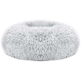 Pet Dog Bed Soft Warm Fleece Puppy Cat Bed Dog Cozy Nest Sofa Bed Cushion For S/M Dog (Option: PetCalmingBed GrayL)