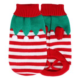 Pet Christmas Turtleneck Sweater Dog Cat Christmas Clothes Snowman Stripes Costume Winter Holiday Sweater for Small Medium Kitten Puppy Cats Dogs (Option: PetSweater FurballL)