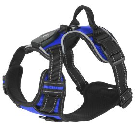 Light Up Dog Harness Rechargeable LED Dog Harness No Pull Lighted Dog Vest with Handle for Small/Medium/Large Dogs (Option: DogHarness DarkBlueM)